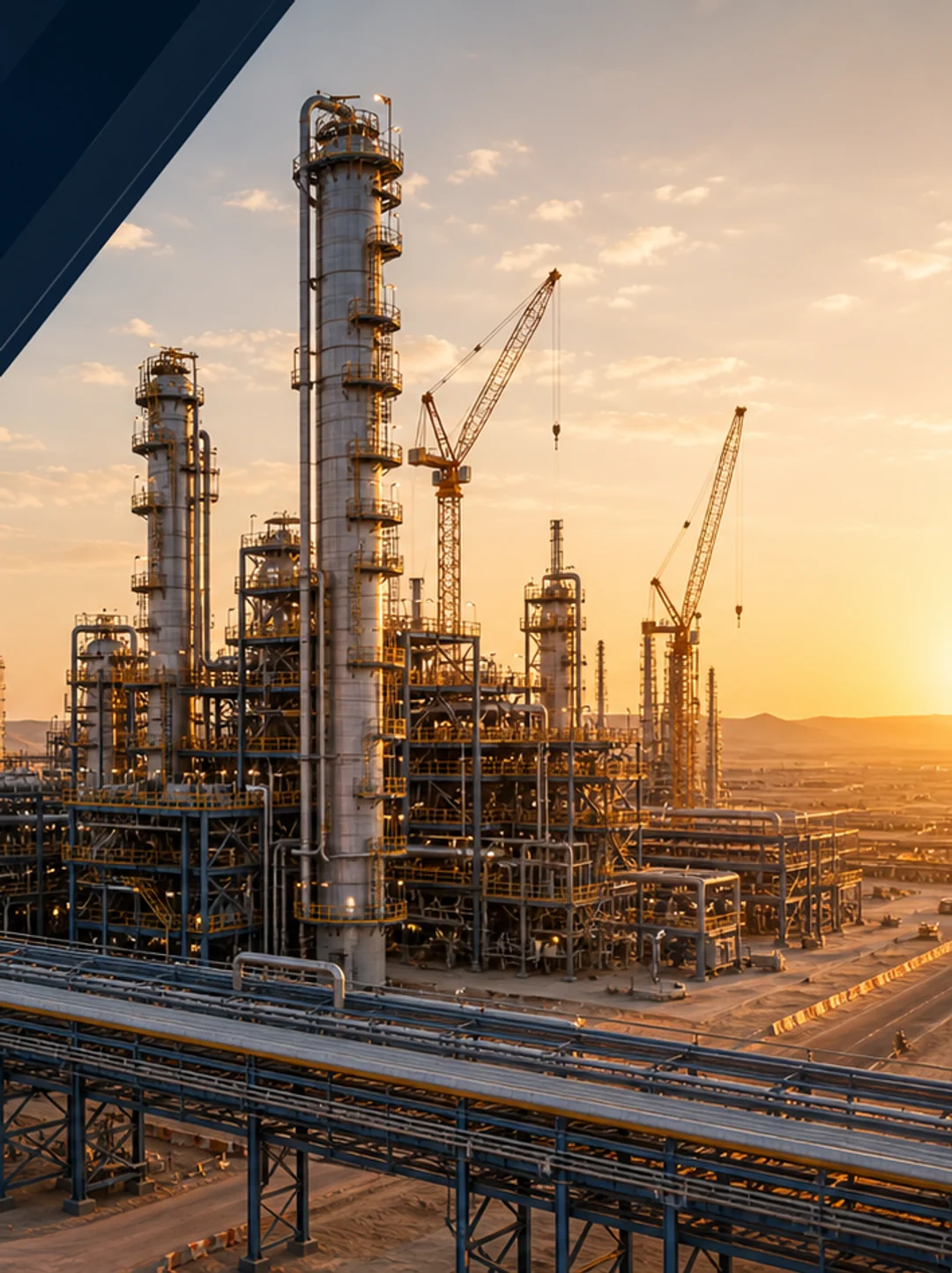 Large-scale refinery and petrochemical processing facility.